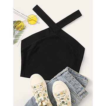 Floerns Women's Stylish Criss Cross Halter Crop Top