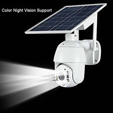 100% Wire-Free Wireless Rechargeable Battery Solar Powered Outdoor 1080P Pan Tilt WiFi Security Camera PIR Motion Recording Two-Way Audio IP65 Weatherproof Night Vision Built-in SD Slot