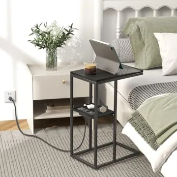 Yoobure C Shaped End Table with Charging Station