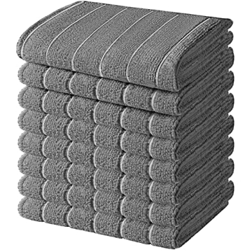 HYER KITCHEN Microfiber Dish Towels, Stripe Designed, Super Soft and Absorbent Dish Cloths, Pack of ...