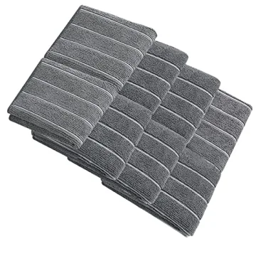 HYER KITCHEN Microfiber Dish Towels, Stripe Designed, Super Soft and Absorbent Dish Cloths, Pack of 8, 12 x 12 Inch, Gray