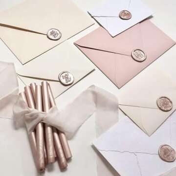 UNIQOOO Metallic Champagne Rose Glue Gun Sealing Wax Sticks - 8 Pack for Weddings, Invitations, Gift...