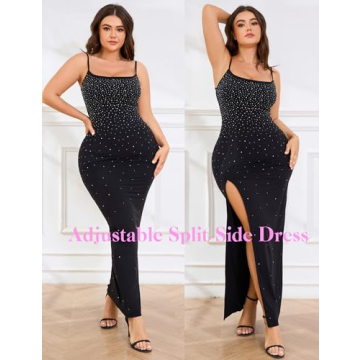 EYWOL Plus Size Bodycon Rhinestone Dress for Parties