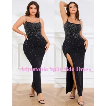 EYWOL Plus Size Bodycon Rhinestone Dress for Parties