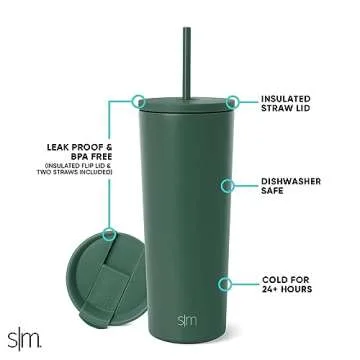 Simple Modern Insulated Tumbler with Lid and Straw | Iced Coffee Cup Reusable Stainless Steel Water ...