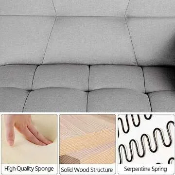 Yaheetech Sleeper Sofa Couch Bed Convertible Sofa Modern Futon Couches Sofas Bed Fold Up and Down Linen Fabric Recliner Couch for Living Room Gray
