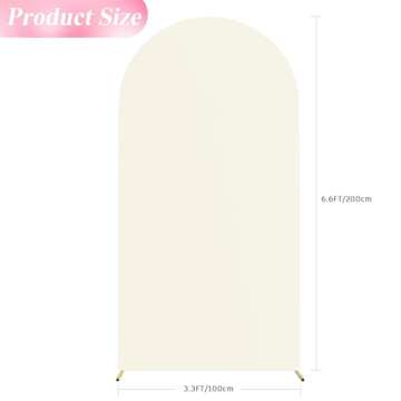 Wokceer 6.6FT Wedding Arch Cover Spandex Fitted Wedding Arch Stand Covers Round Top Chiara Arch Backdrop Cover for Birthday Party Ceremony Banquet Decoration Ivory