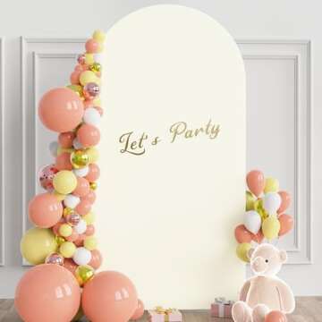 Wokceer 6.6FT Wedding Arch Cover Spandex Fitted Wedding Arch Stand Covers Round Top Chiara Arch Backdrop Cover for Birthday Party Ceremony Banquet Decoration Ivory