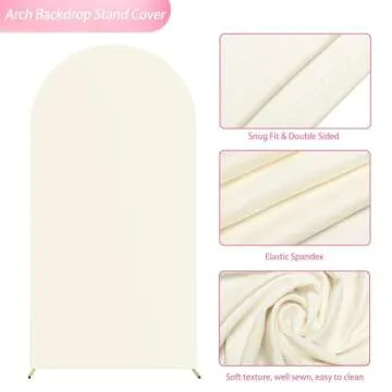 Wokceer 6.6FT Wedding Arch Cover Spandex Fitted Wedding Arch Stand Covers Round Top Chiara Arch Backdrop Cover for Birthday Party Ceremony Banquet Decoration Ivory