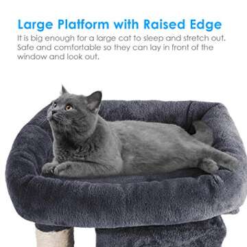 URPOWER Cat Tree, 3-Level Cat Tower 2 Plush Condos Furniture and Spacious Top Perch Cat Activity Tree with Sisal-Covered Scratching Posts and Ladder for Kittens Pet House
