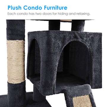 URPOWER Cat Tree, 3-Level Cat Tower 2 Plush Condos Furniture and Spacious Top Perch Cat Activity Tree with Sisal-Covered Scratching Posts and Ladder for Kittens Pet House