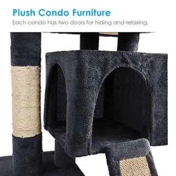 URPOWER Cat Tree, 3-Level Cat Tower 2 Plush Condos Furniture and Spacious Top Perch Cat Activity Tree with Sisal-Covered Scratching Posts and Ladder for Kittens Pet House