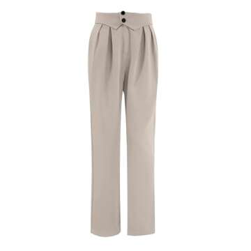Cicy Bell Women's Work Dress Pants High Waisted Loose Straight Leg Bussiness Casual Fashion Trousers Beige