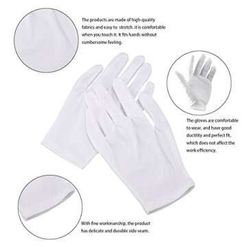 CTKcom White Cotton Gloves - Perfect for Moisturizing & More