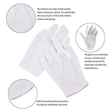 CTKcom White Cotton Gloves - Perfect for Moisturizing & More