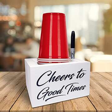 Solo Cup Holder with Marker Slot Includes Permanent Marker Party Cup Wooden Holder Plastic Cup Dispe...