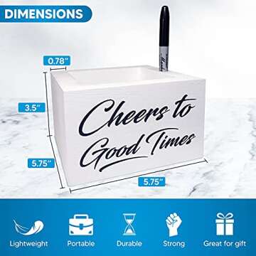 Solo Cup Holder with Marker Slot Includes Permanent Marker Party Cup Wooden Holder Plastic Cup Dispenser Mark Your Cup Disposable Cup Organizer Drink Caddy Wood Cup Holder, White