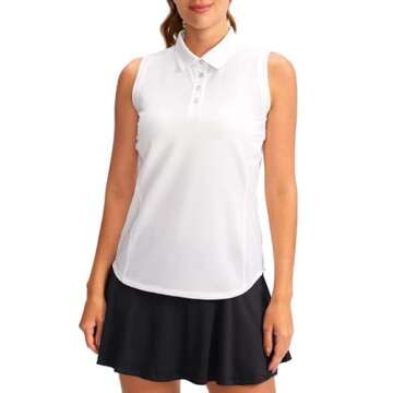SANTINY Women's Sleeveless Golf Shirt Collared Button-Down Polo Shirts Quick Dry Golf Tennis Tank Tops for Women (White_M)