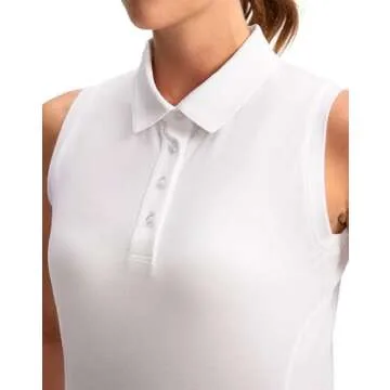 SANTINY Women's Sleeveless Golf Shirt Collared Button-Down Polo Shirts Quick Dry Golf Tennis Tank Tops for Women (White_M)