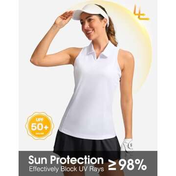 Women's Sleeveless Golf Shirt Zip Up Quick Dry Collared Tank Tops Racerback Tennis Athletic Polo Shi...