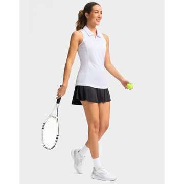 Women's Sleeveless Golf Shirt Zip Up Quick Dry Collared Tank Tops Racerback Tennis Athletic Polo Shirts for Women(A-White,M)