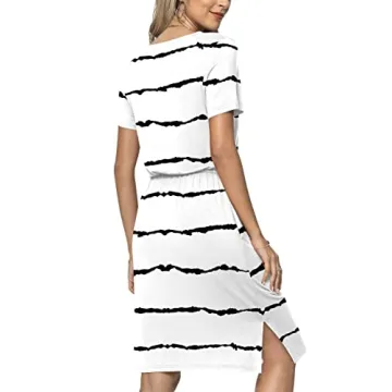 Anydoll Spring Summer Dress Casual Work Tshirt Stripe White