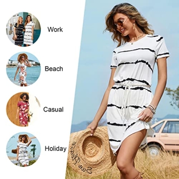 Anydoll Spring Summer Dress Casual Work Tshirt Stripe White