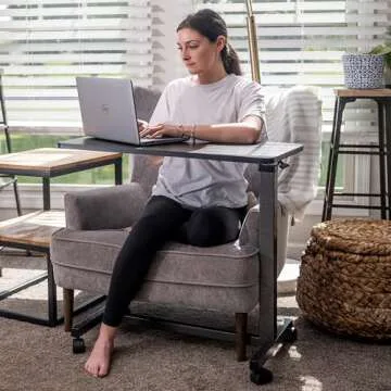 Carex Hospital Bed Table - Adjustable Overbed Table with Wheels