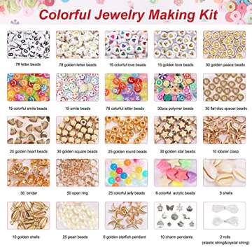QUEFE 9870pcs, Clay Beads for Bracelet Making Kit, 92 Colors Flat Heishi Beads for DIY Crafts Necklace Jewelry Making Gifts