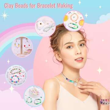 QUEFE 9870pcs, Clay Beads for Bracelet Making Kit, 92 Colors Flat Heishi Beads for DIY Crafts Necklace Jewelry Making Gifts