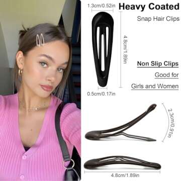 GKETN Snap Hair Clips for Women Water Drop Non Slip Hair Barrettes Heavy Coated Metal Hair Clips Acc...