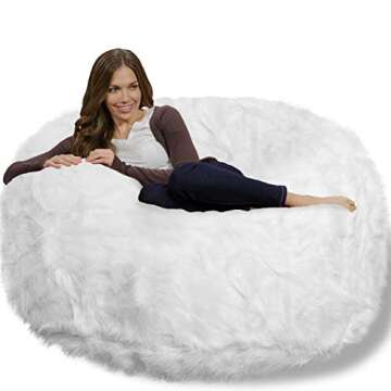 Chill Sack - Bean Bags Memory Foam Bean Bag Chair, 4-Feet Plush Faux Fur Cover