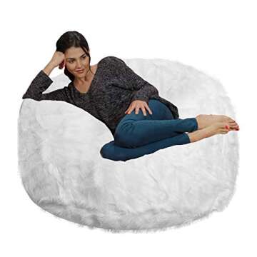 Chill Sack - Bean Bags Memory Foam Bean Bag Chair, 4-Feet Plush Faux Fur Cover