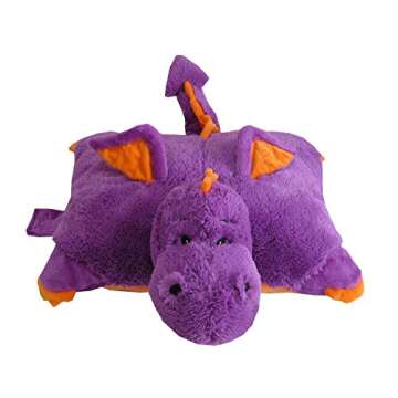 Zoopurr Pets 19" Large Purple Dragon Plush Toy & Pillow | 2-in-1 Expandable Cushion for Travel Comfo...