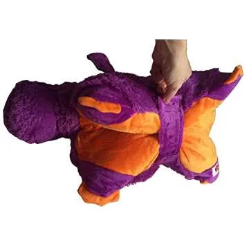 Zoopurr Pets 19" Large Purple Dragon Plush Toy & Pillow | 2-in-1 Expandable Cushion for Travel Comfort | Soft Stuffed Animal for Toddlers, Kids & Boys | Premium Plush Gift for Cozy Cuddles & Play