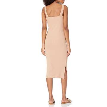 The Drop Women's Amelia Square Neck Strappy Bodycon Midi Tank Dress Dress, Praline, XXL