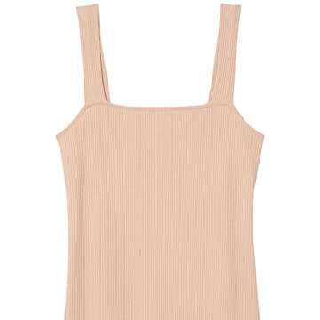 The Drop Women's Amelia Square Neck Strappy Bodycon Midi Tank Dress Dress, Praline, XXL