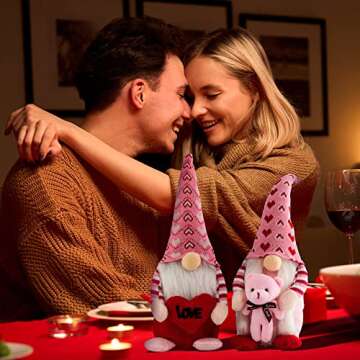 TSGEEG Valentine Day Gnomes Decorations Plush - 2 PCS Mr. and Mrs. Scandinavian Tomte Doll Valentines for Home Table Ornaments