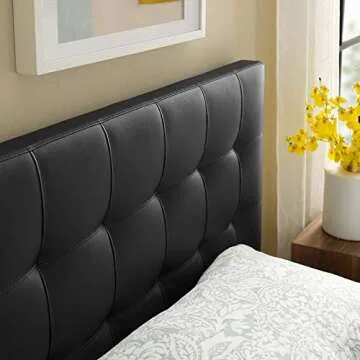 Modway Lily Tufted Faux Leather Upholstered Twin Headboard in Black