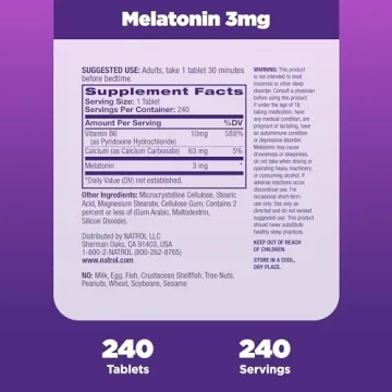Natrol 3 mg Melatonin Tablets for Restful Sleep - 240 Count