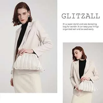 GLITZALL Clutch Purse and Dumpling Bag for Women,Designer Cloud Handbag and Ruched Bag with Detachab...