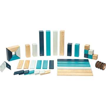 42 Piece Tegu Magnetic Wooden Block Set, Blues, 1-99 years old