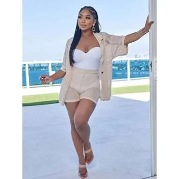 KANSOON Women Two Piece Shorts Set - Casual Summer Outfit