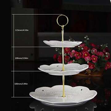 Happy Will 3 Tier Round Metal Cake Stand Holder Heavy Duty Fruit Plate Handle Fittings Hardware Rod (Golden Circle)