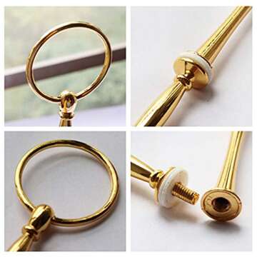 Happy Will 3 Tier Round Metal Cake Stand Holder Heavy Duty Fruit Plate Handle Fittings Hardware Rod (Golden Circle)