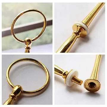 Happy Will 3 Tier Round Metal Cake Stand Holder Heavy Duty Fruit Plate Handle Fittings Hardware Rod (Golden Circle)