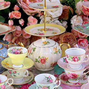 Happy Will 3 Tier Round Metal Cake Stand Holder Heavy Duty Fruit Plate Handle Fittings Hardware Rod (Golden Circle)