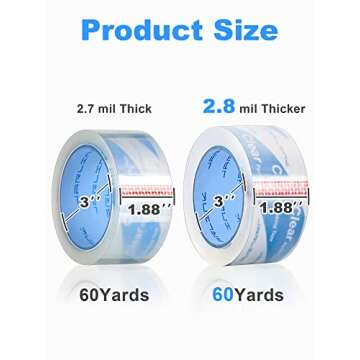 JARLINK Clearer Packing Tape 24 Rolls, Heavy Duty Packaging Tape for Shipping Packaging Moving Sealing, 2.8mil Thicker, 1.88 inches Wide, 60 Yards Per Roll, 1440 Total Yards