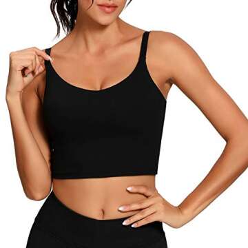 Lemedy Sports Bra Adjustable Strap Crop Padded Tank Top Workout Yoga Gym Running (M, Black)