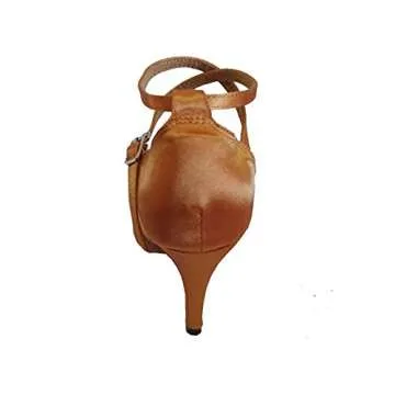 4 Inches High Heel Women's Latin Shoe Salsa Open Toe Indoor Ballroom Soft Sole Socials Party Dancing Shoes Size 5-12 (Tan, Numeric_12)